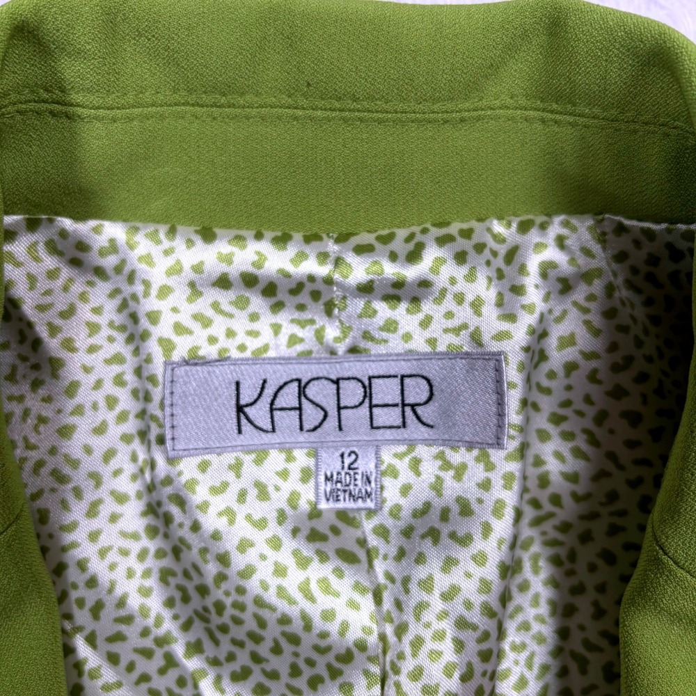 NEW Kasper Blazer Women 12 Palm Green Single Button Notch Lapel Cuffed Slv $99 - Picture 6 of 15